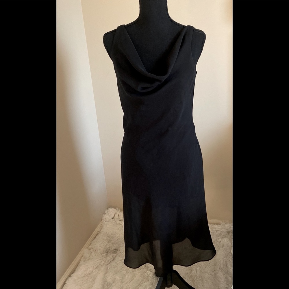 Vintage black cowl neck midi dress